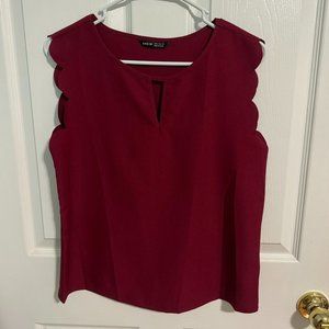 SHEIN - Red Scallop Blouse